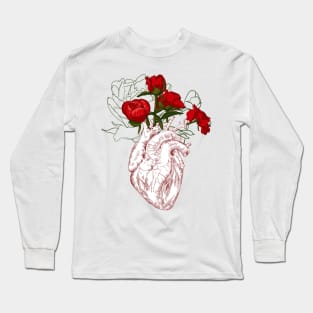 Human heart with flowers Long Sleeve T-Shirt